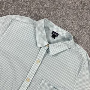 Patagonia Button Up Shirt Womens 10 Brookgreen‎ Long Sleeved Gingham Blue